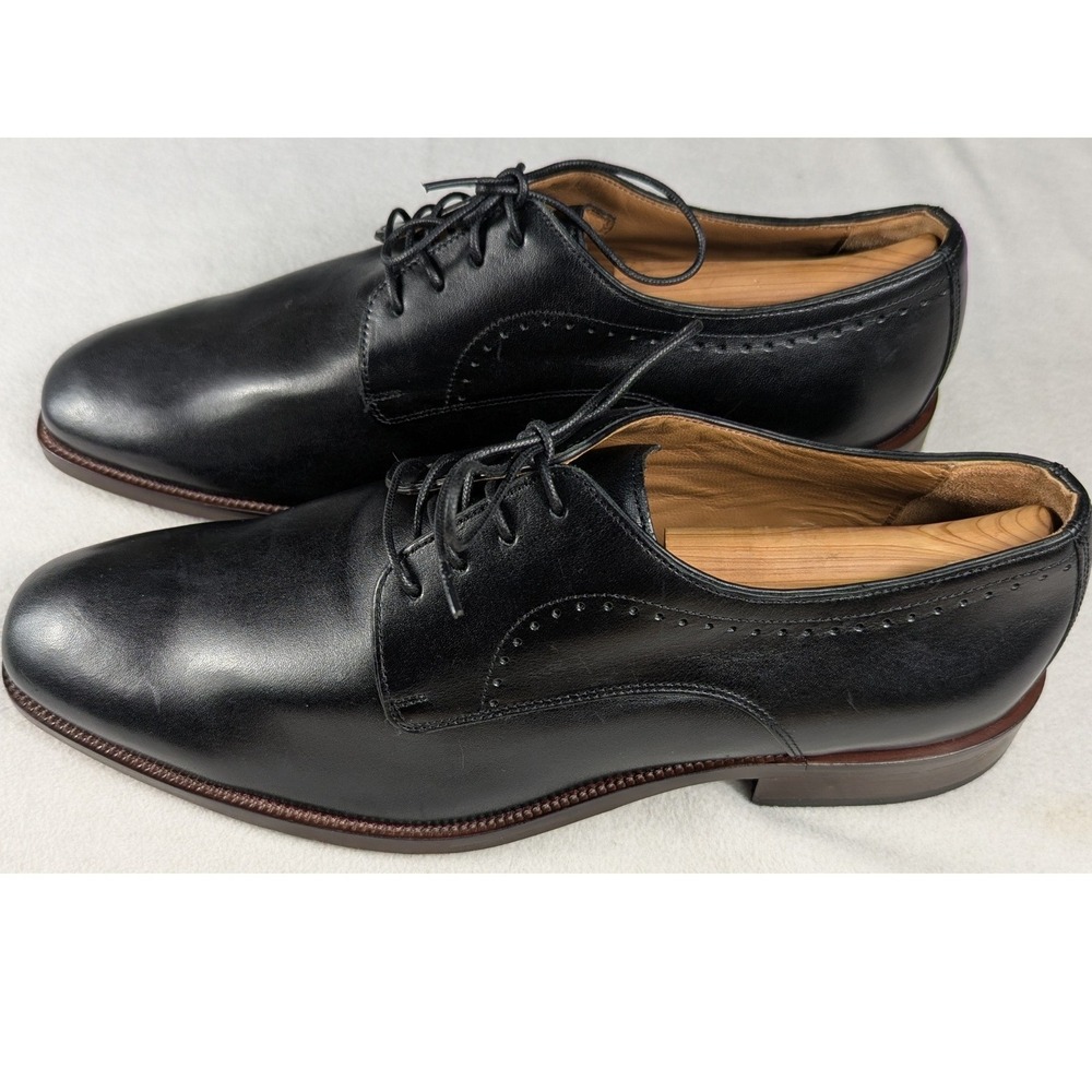 Johnston & Murphy Sanborn Plain Toe Mens Dress Shoe Size 10M Black Leather
